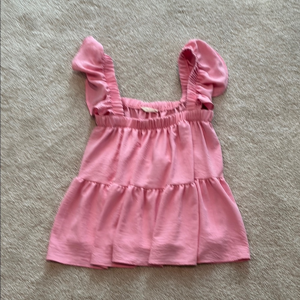 Altar'd State Pink Ruffled Tank Top